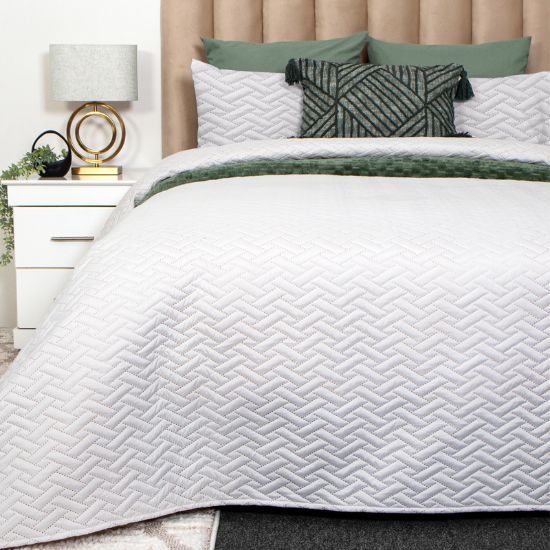 Picture of Concertina Quilt Bed Set 3pc - White/Beige - King